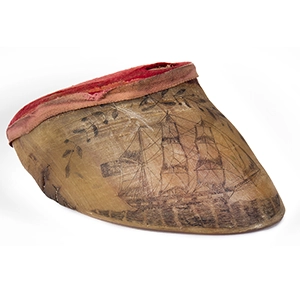 Nautical Pin Cushion, Scrimshawed Bovine Hoof Horn