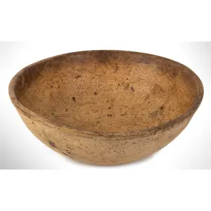 Ash Burl Bowl, Large, good line, rimmed and footed, Serving Bowl