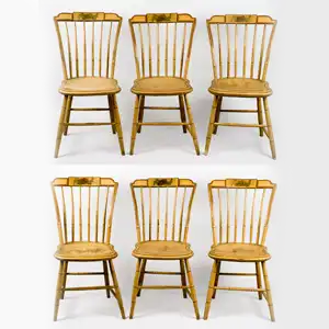 19th Century, Matched Set, Windsor Dining Chairs, Painted New England, circa 1810-1820