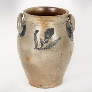 James Remmey, Stoneware, Ovoid Jar, Incised Floral Decoration