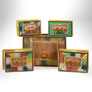 Nesting Wallpaper Theorem Pincushion Sewing Boxes, Strong Vibrant Color