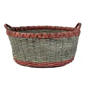 Nineteenth Century Work Basket in Great Red and Blue Paint