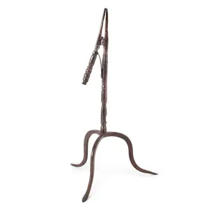 Antique Wrought Iron Tabletop Spring Action Rushlight, Denbighshire Style