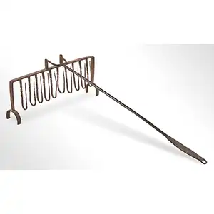 Antique Wrought Iron Fish Roaster, Hinged Cage Broiler on Feet, American