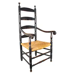 Ladder Back Armchair, Robust Turning, Down Sloping Arms, Scrolled Handholds