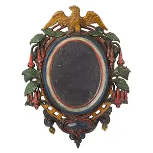Mirror or Picture Frame, Cast Iron, Original Painted Decoration