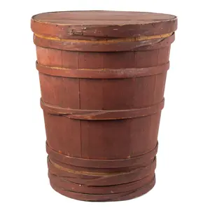 Antique Lidded Barrel, Cooper Made, Staved & Hooped