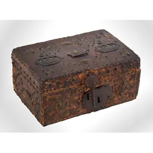 17th Century Leather Bound Trunk