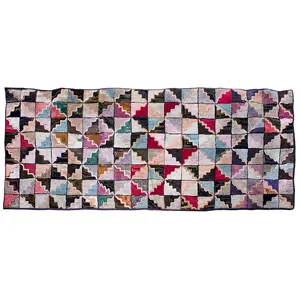 Antique Hooked Rug, A Lively, Geometric Quilt Pattern