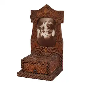 Tramp Art Vanity Box, Chip Carved Trinket Box