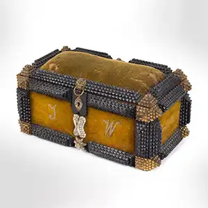Tramp Art Box, Sewing Box, Jewelry Chest, Bureau or Trinket Box, German