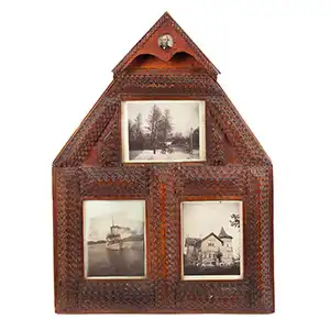 Tramp Art Picture Frame, Gable House Form