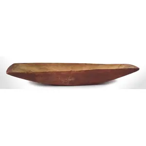 Trencher, Bowl, Sharp Angulation, Carved and Painted, Original Red Paint