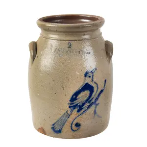 Salt Glazed 2 Gallon Stoneware Jar, F. Laufersweiler, Empire City Pottery, NYC