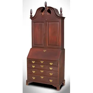 Chippendale Bonnet Top Secretary in Outstanding Surface