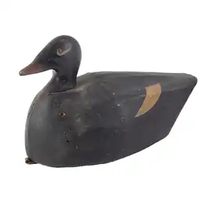 Joseph Lincoln White-Winged Scoter Decoy, Canvas Over Wood