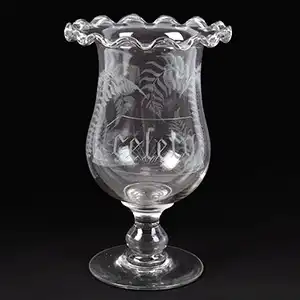 Blown Glass Celery Vase, Thistle Form, Ruffled Rim