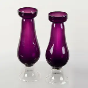Pair of New England Hyacinth Vases, Beautiful Amethyst on Colorless Bases