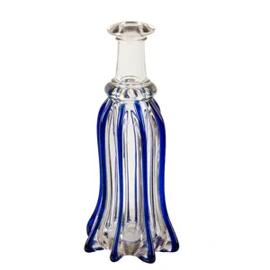 Decanter, Pittsburgh, 8 Rib Pillar Mold, Colorless, Cobalt Blue Accents