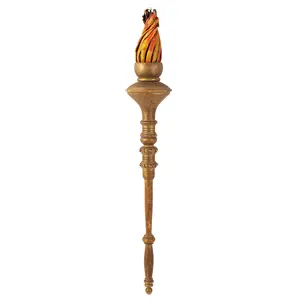 Odd Fellows Torch Staff, Carved & Painted