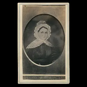 Miniature Folk Portrait, Attractive Young Woman Wearing a Bonnet