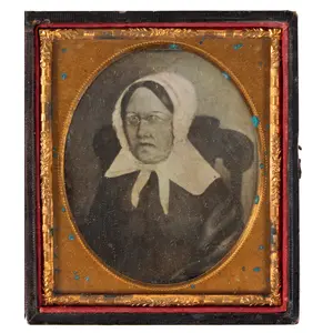 Daguerreotype, Photograph of Folk Portrait, Woman Seated in Boston Rocker
