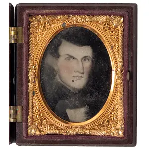 Ambrotype, Photograph of Folk Portrait, Gentleman, Littlefield & Parsons Case