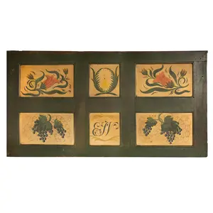Southern Overmantel, Paint Decorated on Wood Panel, Initialed EW