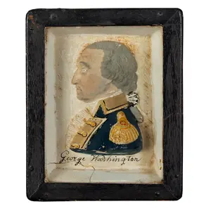 Chalkware, Plaster Portraits Plaques - George Washington & James Lawrence