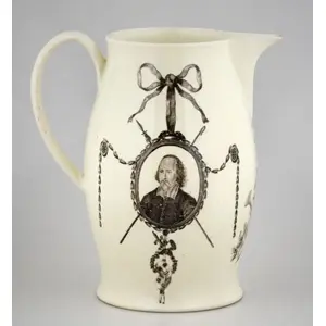 William Shakespeare and David Garrick Portrait Creamware Jug