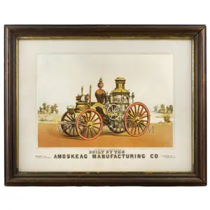 Fire Pumper, Lithograph, Brooklyn 10, Amoskeag Mfg. Co., Great Color