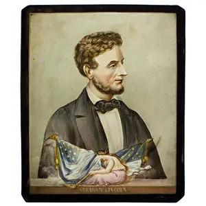 Abraham Lincoln, Mourning Lithophane Plaque, Columbia in Mourning