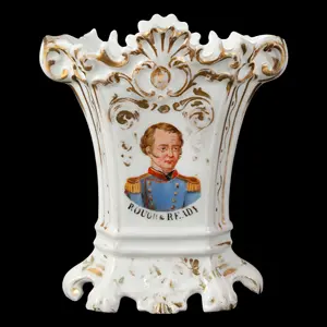 Staffordshire Flower Vase, Hand Painted Portrait of Zachary Taylor
