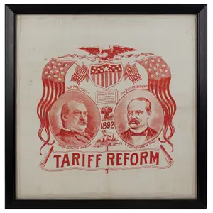 Cleveland-Stevenson Tariff Reform Portrait Handkerchief, Political Americana
