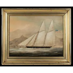 Painting, James Fulton Pringle
American Privateer Schooner Under Full Sail Offshore