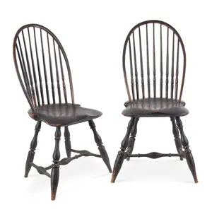 Pair of Pipe Stem Windsor Side Chairs, Bow Back
