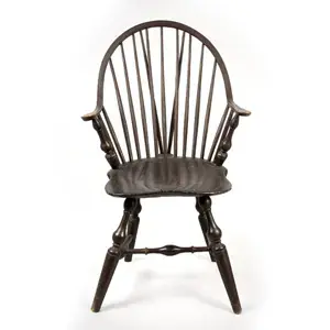 Antique Continuous-Arm Brace-Back Windsor Chair, Bulbous Turnings