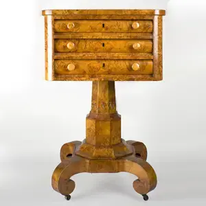 Antique Work Table. Three Drawer Ladies Work Stand