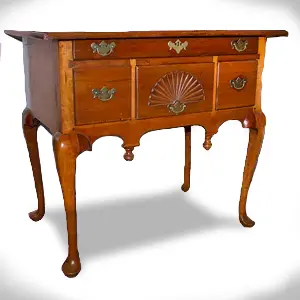 Antique Carved Cherrywood Lowboy, Queen Anne Dressing Table