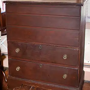 Tall Antique Blanket Chest, Lift Top, Three False over Two Working Drawers