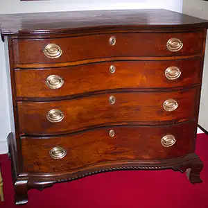 Antique Chippendale Reverse Serpentine Cherrywood Chest, Gadrooned Base