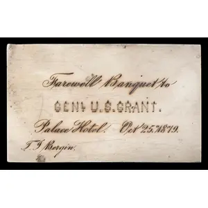 Political, Silver Place Card, Farewell Banquet to GENL. U.S. GRANT, 1879