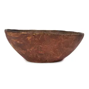 Carved Burl Bowl, Red Paint