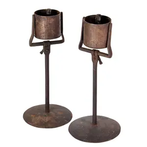 Pair, Gimbled Kettle Lamps, Fat Lamps on Stands, Grease, Lard
