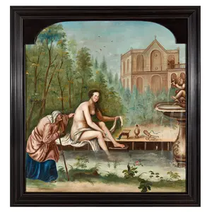 Painting, Allegorical Hudson River Valley Painting, Bathsheba At Her Bath