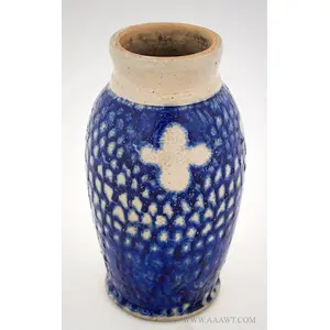 Stoneware Jar, Vase, Cobalt, Flared Rim, Projecting Foot