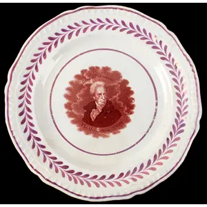 Staffordshire, Sepia Transfer & Pink Luster Portrait Plate, Andrew Jackson