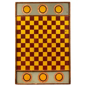 Gameboard, Checkers, Hearts, Rings & Clubs, 7 Colors, 2-Sided, Original Paint