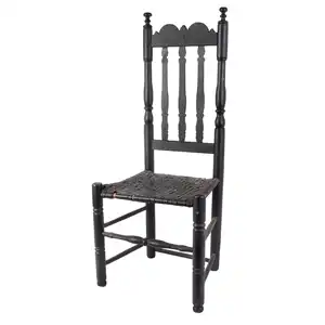 Banister Back Side Chair, Old Black Paint, Full Height 1730-1760