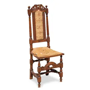 William and Mary Side Chair, Cane Back Form, Stamped with Maker's Initials